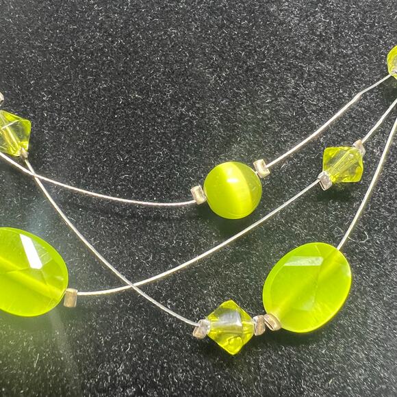 NY & Company Floating Lime Green Glass Bead Multi-Strand Necklace - Picture 2 of 4